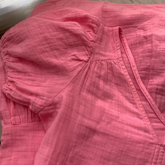 GAP Pink Gauze Mini Dress Ruffles Breezy Summer XXS - Picture 4 of 9